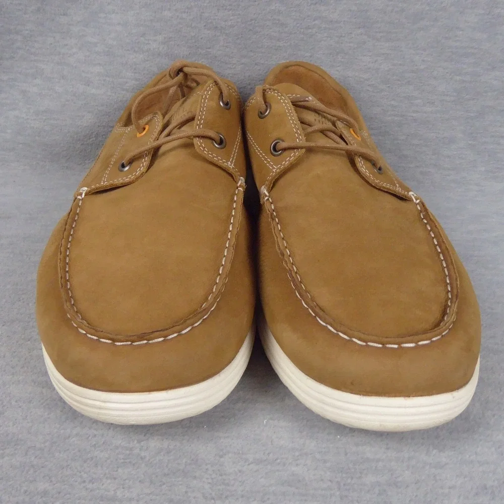 Samuel Hubbard Olema Moc Nutmeg Shoes Mens 13 XW Brown Nubuck Leather Boat Shoes
